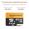 Amazon Basics Carte microSDXC de 512 Go avec Adaptateur, Vitesse de Lecture jusqu’à 200 Mo/s, Lot de 1