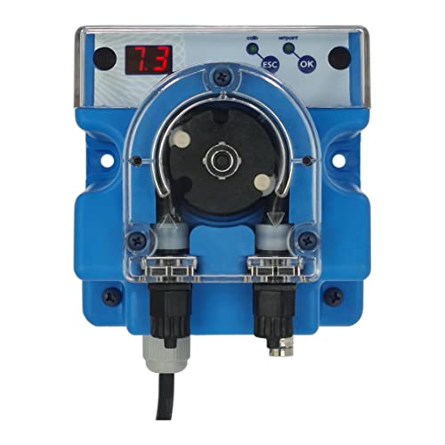 Regulador automático de pH para Piscinas Bomba peristáltica con Lectura y regulación del Nivel de pH. con sonda de Lectura y Kit de instalación. Azul