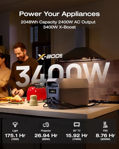 Image of EF ECOFLOW Portable Power Station DELTA 3 Max, 2048Wh LiFePO4 Battery, Solar Generator (Solar Panel Optional), 3400W X-Boost Output, Ultra-Fast 0-80% Charging in 1.13 Hr, Home Backup & RV Camping