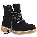  Warm Gefütterte Damen Stiefeletten Fell Worker Boots Outdoor Schuhe 123674 Schwarz Weiss 39 Flandell