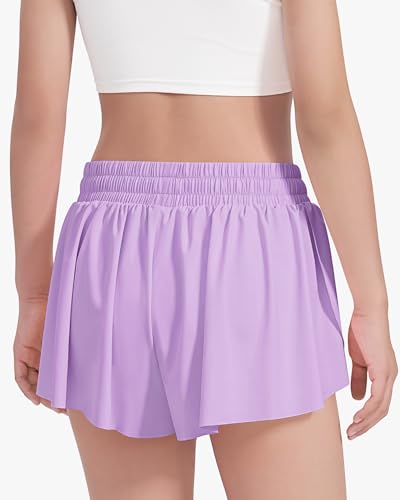 Image of HASMES Girls Butterfly Shorts Teen Flowy Athletic Shorts for Running Dance Cheer 5-14Y