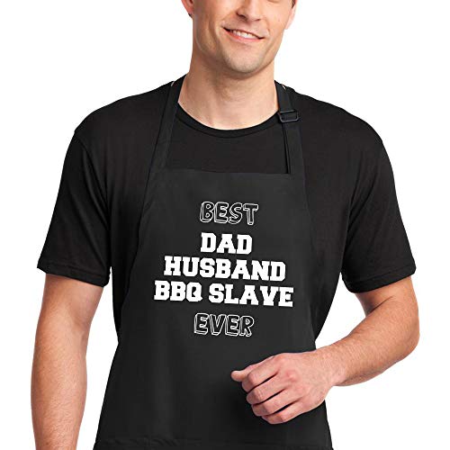 Saukore Funny BBQ Grill Apron for Men Best Dad Ever Apron Adjustable Kitchen