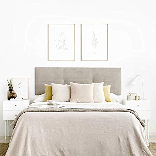 Kenay Home Ilan Cabecero Cama 150 Tapizado, Beige, 165x52x3cm (WxHxD)