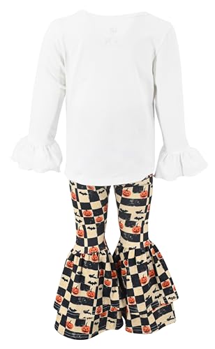 Image of Unique Baby 2 Piece Girls Double Bell Bottom Leggings Outfit with Long Sleeved Shirt Kid and Toddler Clothes Set