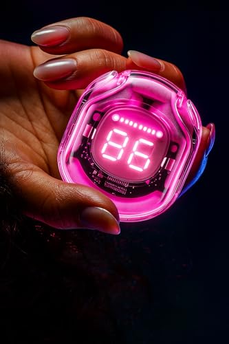 Image of LED Display Wireless Earbuds | Black | Bluetooth 5.0 | Dual Mic ENC Noise Cancelling | Gaming Mode | Touch Controls | Long Battery Life | in-Ear Design | (Ultra PRO) (Pink)