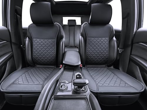 Image of Elantrip Car Seat Cover Full Set Leather Car Seat Protector Universal fit for Most Cars SUVs and Trucks Water Proof Front and Rear Seat Protector Black