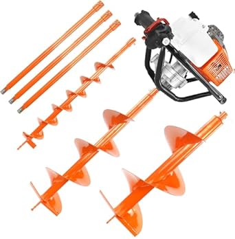 NEOTEC 72CC 2-Stroke Gas Powered Earth Auger Post Fence Hole Digger + 4