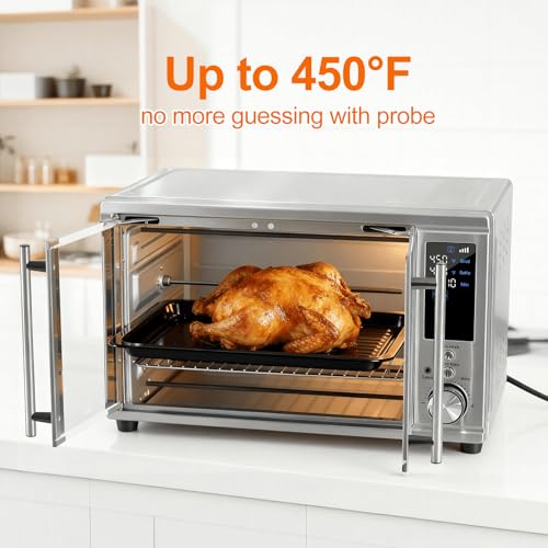 Image of OLIXIS Air Fryer Toaster Oven Combo Extra Large with Smart Probe, 29.6QT Oven Countertop 12 Functions in 1, 7 Accessories Included, Stainless, Up to 450F