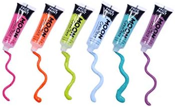 Moon Creations Face & Body Paint Tubes | Brights Set | 12ml | Ready to Use Face Paint | No Flake | Cruelty Free, Made in UK | Face Paint for Kids, Adults, Fancy Dress, Festivals, Halloween & More