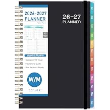 Planner 2026-2027 - Academic Planner 2026-2027, Jul. 2026 - Jun. 2027, 6.3 x 8.4, Weekly and Monthly Planner 26-27 with Back Pocket, Transparent PP Cover, Colorful Monthly Tabs