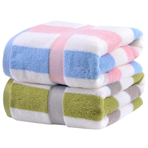 2PCS Towels for Bathroom 28x55 Inch Striped Cotton Bathroom Towel Set Super Absorbent Quick Dry Bathroom Towels for Bathroom Gym Hotel and Pool Shower Towels Bathroom Towels Striped Bath Towels Bathr
