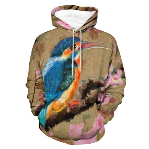 Sweat à capuche fleurs anciennes contre le froid pull style vintage homme femme S