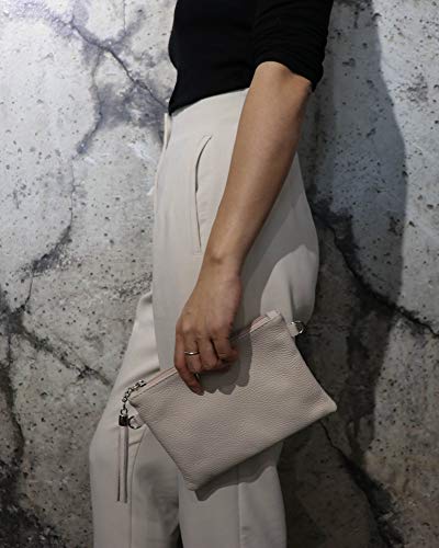 SH Leder Echtleder Umhängetasche Clutch kleine Tasche Abendtasche 22x15cm Anny G248 (Gold)