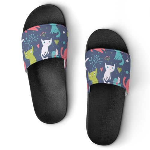 Claquettes Femme Chats Colorés pour la détente et la salle de bain en toute sécurité