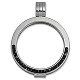 Amello Coin Edelstahl-Kettenanhänger silber mit Zirkonia schwarz - Edelstahlanhänger - Coinsfassung für Damen - Edelstahlschmuck Stainless Steel ESC002S