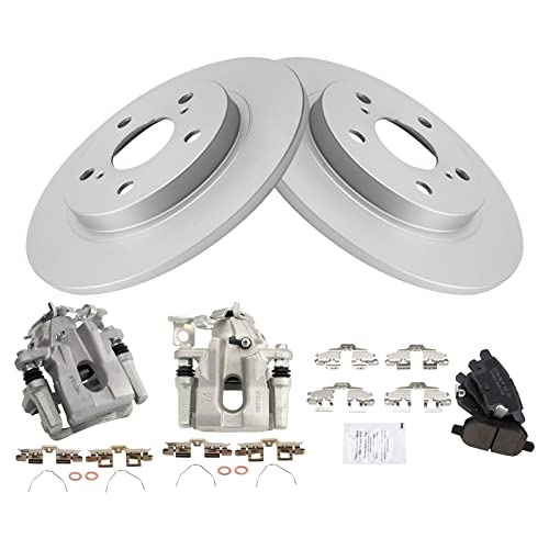 Image of TRQ Rear Brake Pad and Rotor Set Ceramic G Coated Rotors Calipers