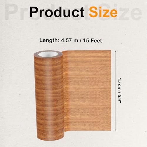Image of PATIKIL Wood Grain Tape 5.9 inch x 15 Ft, Self-Adhesive Wood Texture Repair Tape Realistic Wood Effect Contact Paper Patch for Furniture Cabinets Floor Walls Home Decoration, Orange Oak