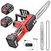 Brushless Mini Motosega a Batteria per Potatura 12 Pollici, Due batterie da 108VF, 2800W Motosega Elettrica 2 * 3000 mAh Batteria, con Lubrificazione Automatica, Sega Elettrica per Potatura