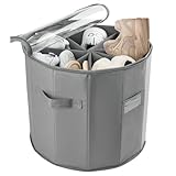 Fenghome Round Shoe Organizer for Closet,Compact Shoe Storage Bin Fit 5~16 Pairs Foldable Zapateras Organizer Box for Closet Small Space Under Bed and Shoe Bench - D15.7'×H13.0'