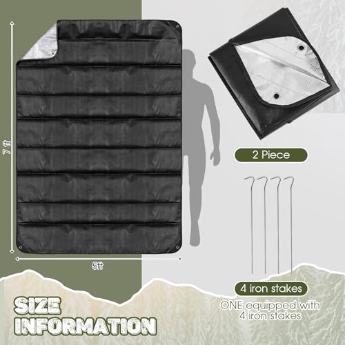 Image of Kingdder 2 Pcs Heavy Duty Emergency Blankets for Survival Camping Blanket Insulated Tarp 60 x 82 Inches Outdoor Waterproof Thermal Reflective Tarp Tent Insulation for Camp Hiking Picnic