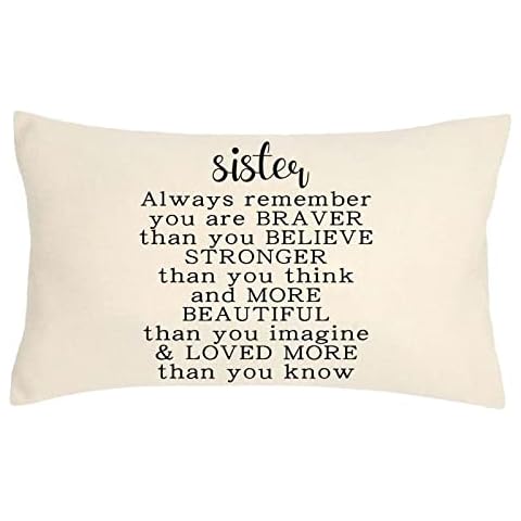PSDWETS Sisters Gifts Pillow Cover 12x20 Inch,Unique Christmas Birthday Gifts for Sister from Brother,Sister,Sister Gifts from Mom Dad,Christmas Decorations Pillow for Sofa Couch Cover