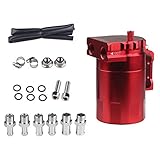 300mlオイルキャッチタンク 汎用 円柱型 アルミ製 ホース付属 レッド