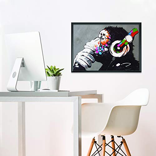 Banksy Mona Graffiti Pared Arte Póster Para Chicos - Monkey Mono Decoración de Música Para Sala de Jugadores - Cuadros de Pared De Sala Modernos Pare Decorativos - 56 x 40 cm