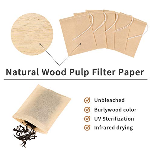 400 Pack Disposable Drawstring Tea Filter Bags Safe & Natural Unbleached Paper Tea Infuser Drawstring Empty Bag For Loose Leaf Tea (Multi-Size, Natual Color) #TOP5