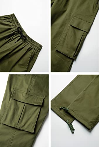 Thwei Mens Cargo Pants Casual Joggers Athletic Pants Cotton Loose Straight Sweatpants Army Green L thumb #4