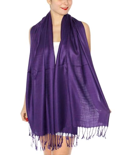 SERENITA Pashmina Scarfs for Women Large Cashmerefeel Reversible Shawl Wraps | Soft Wedding Scarf, 42 Mulberry2
