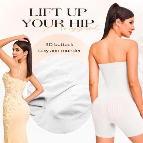 Image of Anygirl Strapless Shapewear Bodysuit Tummy Control Seamless Full Body Shapewear Body Shaper Jumpsuit Tops