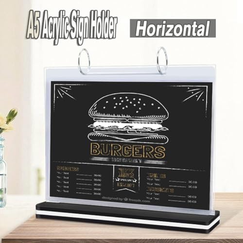 Wisboey T-Förmiger, Mehrseitiger Schilderhalter Aus Acryl im A5-Format, Präsentationsständer für Menüs/Fotos/Werbung/Getränke