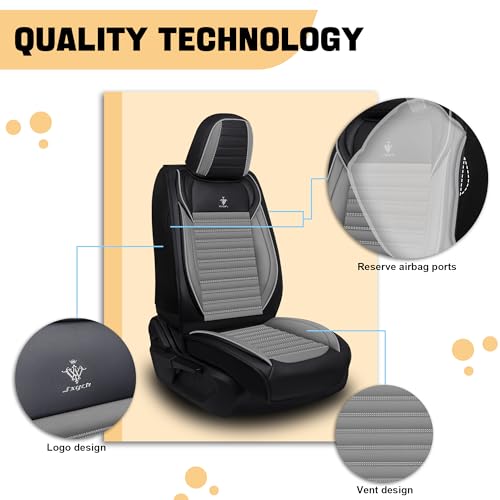 Image of Car Seat Cover for Chevy Equinox 2005-2026 Black&Gray 5 Seat | Nappa Leather Car Seat Protector Fashion Anti-Slip Waterproof Breathable Easy to Install, Auto Interior Accessories(Full Set)