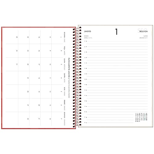 Tilibra - Agenda Executiva Espiral Diária 20 x 27,5 cm Spot Feminina 2024 - Coral