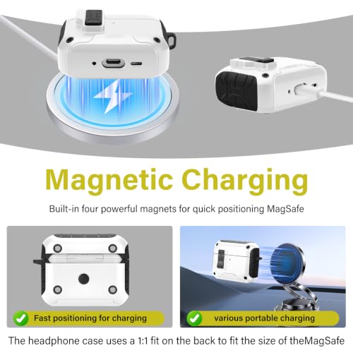 Image of HITZEE for AirPods Pro 2 /1 Case, Compatible with AirPods Pro 2(2022) /Pro 1(2019) Case, Magnetic Automatic Lock with Phone Stand, Compatible with MagSafe Cover, Black /White