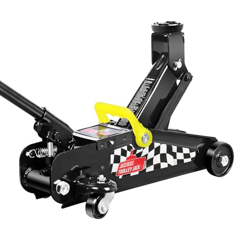 Floor Jack 1.5 Ton (3,000 LBs) Hydraulic Car Jack, Lifting Range from 5.1 Inch to 12.6 Inch, Fits Sedans Automotive Black
