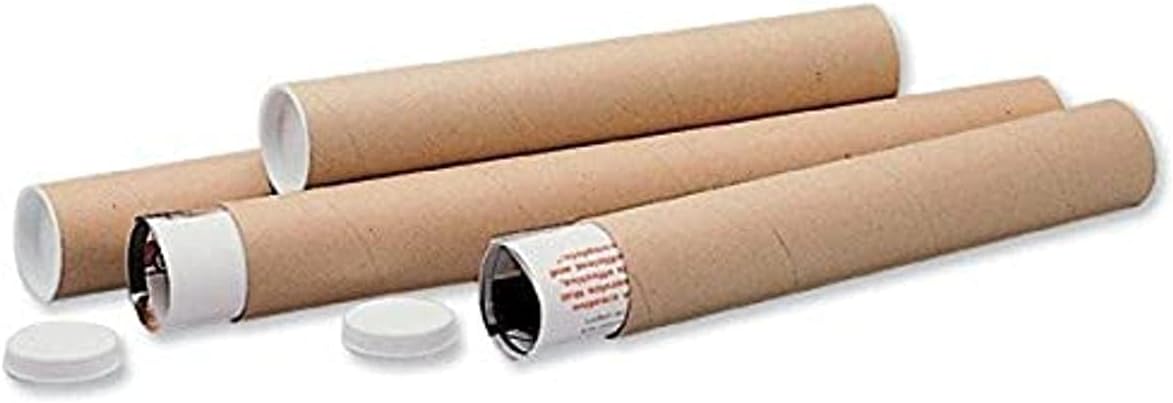 Ambassador Postal Tube Cardboard with Plastic End Caps L720x Dia.102mm Ref PT102150720 [Pack of 12], Brown, 70248