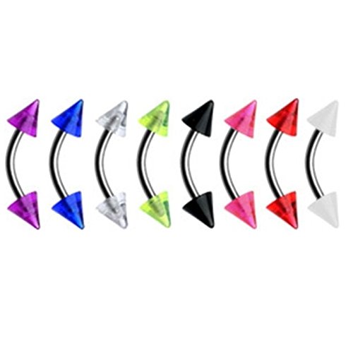 PiercedOff Lot de 8 piercing arcade Pointes Acrylique