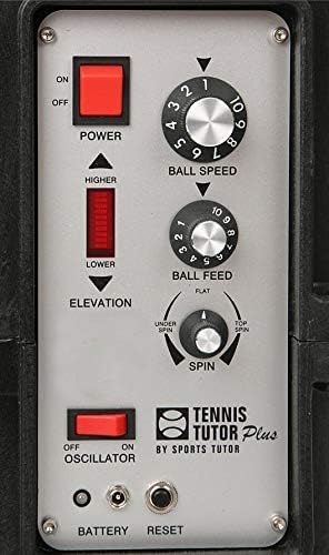 Tennis Tutor Plus Ball Machine. TOPSPIN/Underspin. 85 MPH. 150 Ball Capacity. Made in USA by #1 Tennis Machine Company.