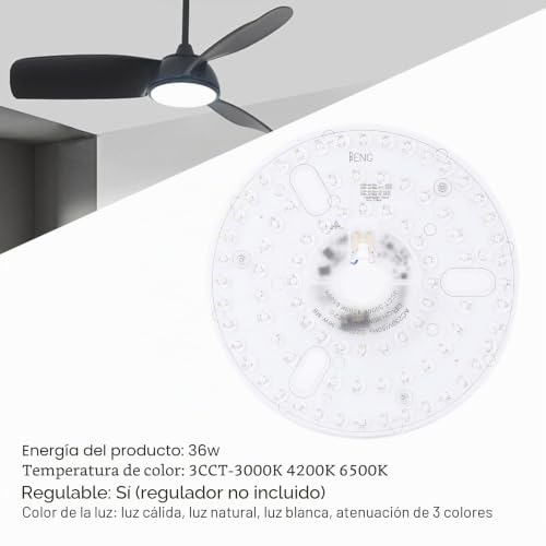 Luz LED para ventilador de techo regulable que transforma la iluminación de salones y dormitorios 4