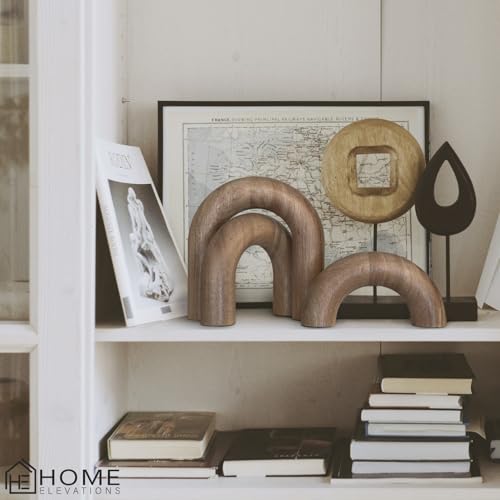 Wooden Arch Decor Set of 3 - Shelf Decor Aesthetic for Coffee Tables, Bookshelves, & Entryways - Acacia Wood Japandi Home Decor Accents - Modern Decorative Objects - Image 7