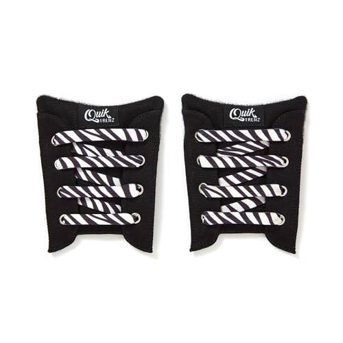 Quik Trenz Kids's Facings, Shoelaces Accessories (Black-Black&White Zebra, Medium (Sizes 4-6))