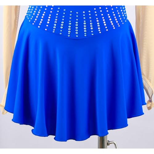 Crianças Meninas Mangas Compridas Vestido De Patinação Artística, Adultos Competição Gola Alta Brilh