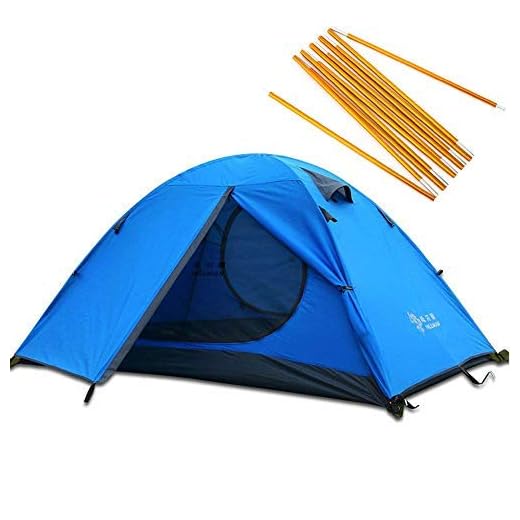 Outdoors 2 Person 4 Season Tent Camping Backpacking Tents with Carry Bag Portable Easy Setup Lightweight Spacious Interior Compact and Durable Design Hiking Tent (Blue-2 Person)