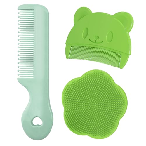 Cepillo Costra Láctea Bebe, 3PCS Costra Láctea Bebe,Peine Bebe Recien Nacido,Cepillo de Silicona para el Baño, Peine de Masaje y Cepillo de Baño Apto para el Cuidado del Cuero Cabelludo del Bebé (C)