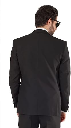 Slim Fit 1 Button Peak Lapel Tuxedo Jacket Satin Collar Dinner Blazer AZAR