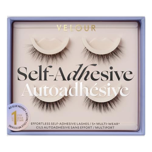 Velour Effortless Self Adhesive Eyelashes (2-Pack) Reusable Pre Glued Strip Lashes No Trim Needed Lash Strips Press On Eyelashes No Glue Needed Lightweight Adhesive Eyelash Strips