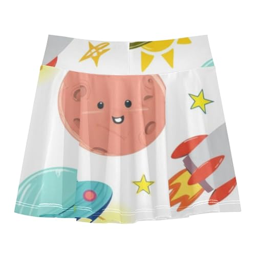 Joisal Girls' Shorts Athletic Skorts Tennis Skirts Toddler Dance Golf Girl Skort Cute Cartoon Planets 3t2