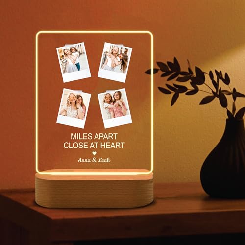 Image of Giftplease Customized LED Light Photo Frame for Friends | Personalized Lamp with Friendship Quote | Best Friend Gift for Birthday, Farewell, Friendship Day | Tabletop Frame 6x7.25 Inch FR 04�