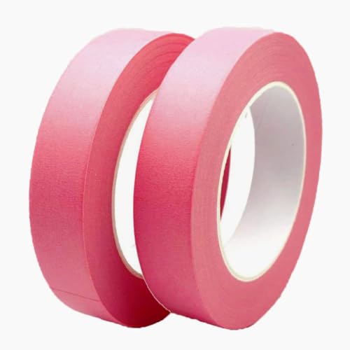 Image of 2 Pack Pink Painters Tape 1 inch Wide, Masking Tape 1 inch X 55 Yards X 2 Rolls, Pink Paper Tape for Arts DIY Crafts Painting Labeling Decoration School Projects Home Office